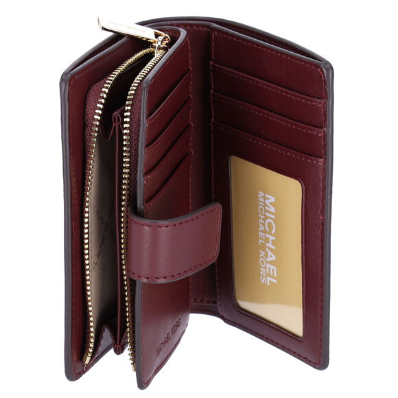 Michael Kors Jet Set Medium Bifold Zip Coin Signature Wallet Oxblood Multi MK - Picture 5 of 7